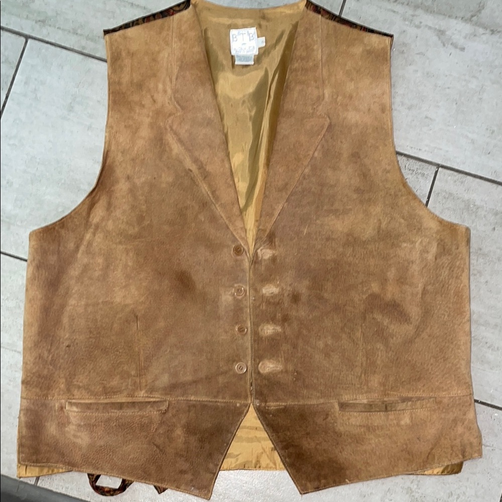 Vintage Suede Vest Tan & Brown